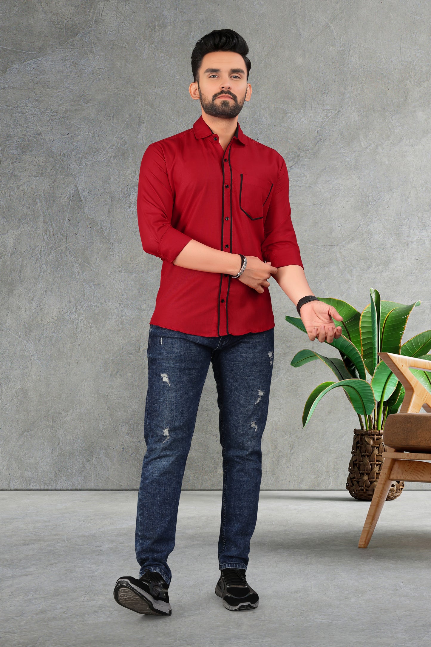 Men's Double pati cotton shirt
