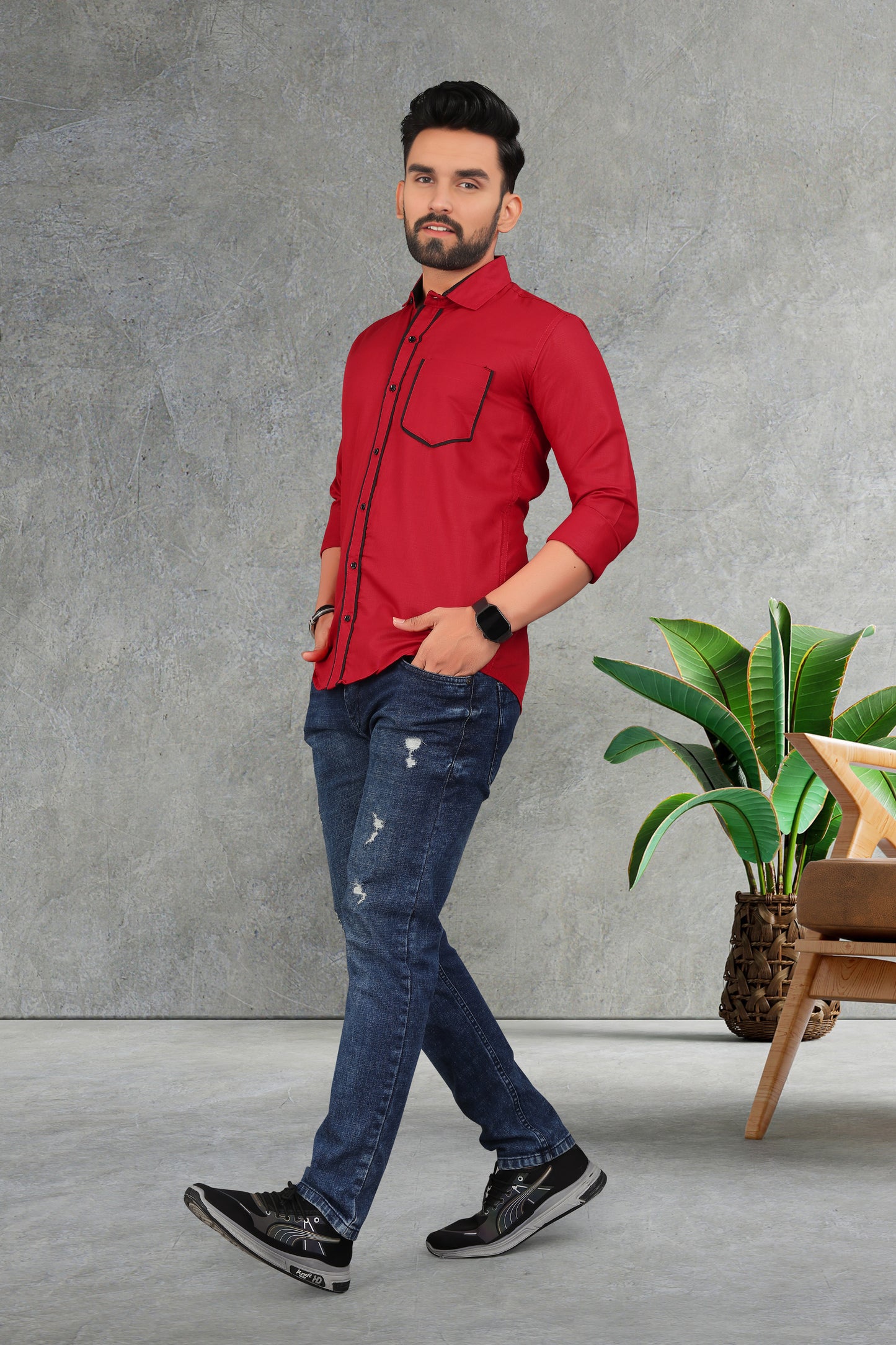 Men's Double pati cotton shirt