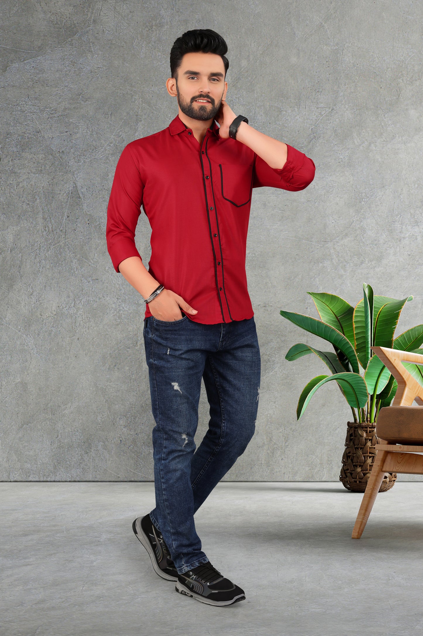Men's Double pati cotton shirt