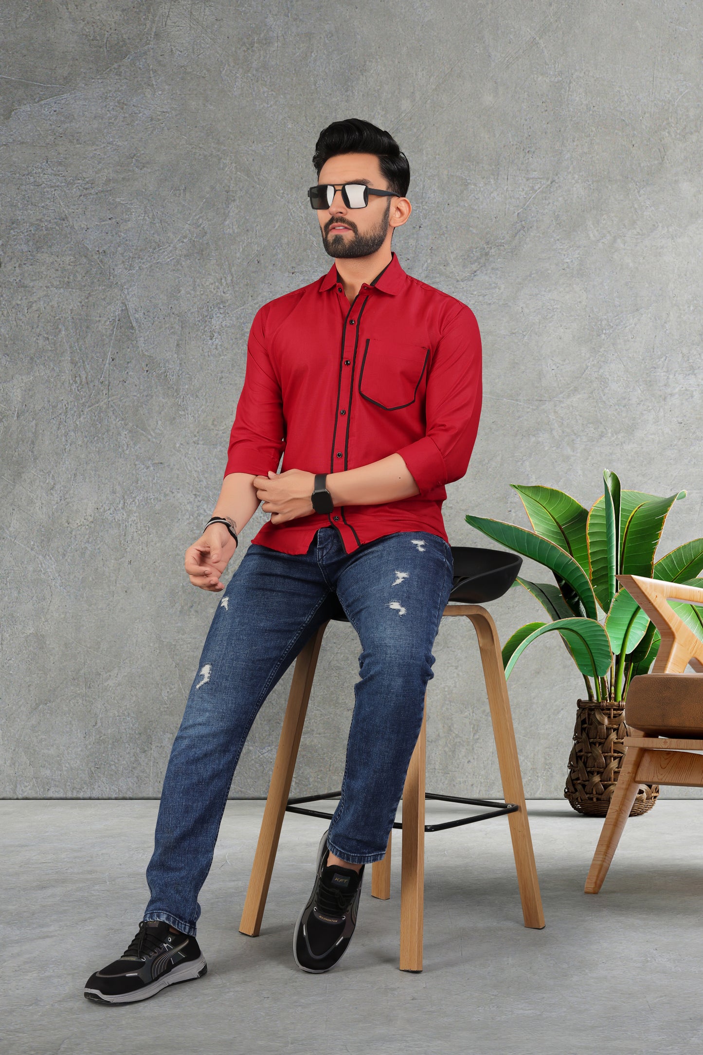 Men's Double pati cotton shirt