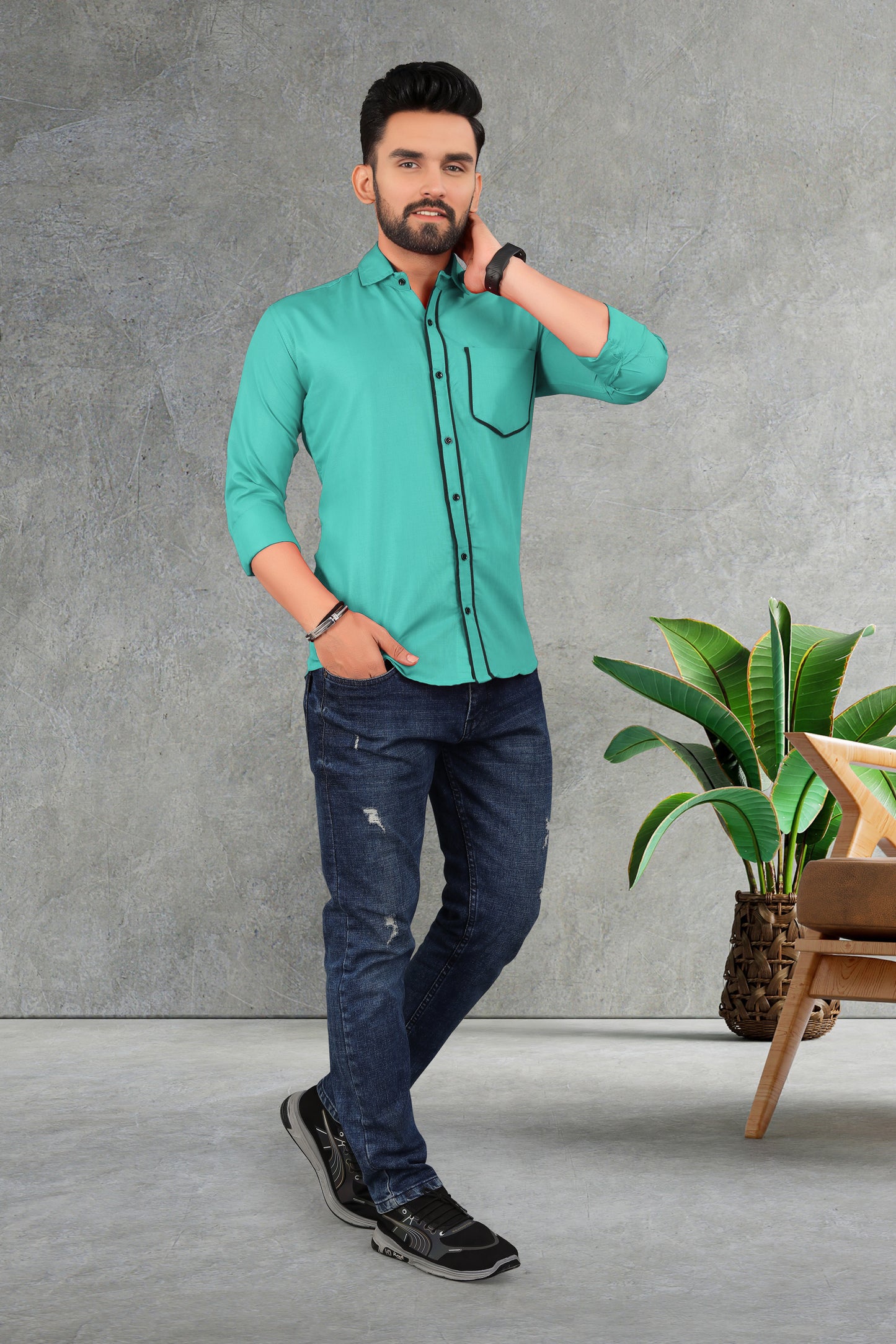Men's Double pati cotton shirt