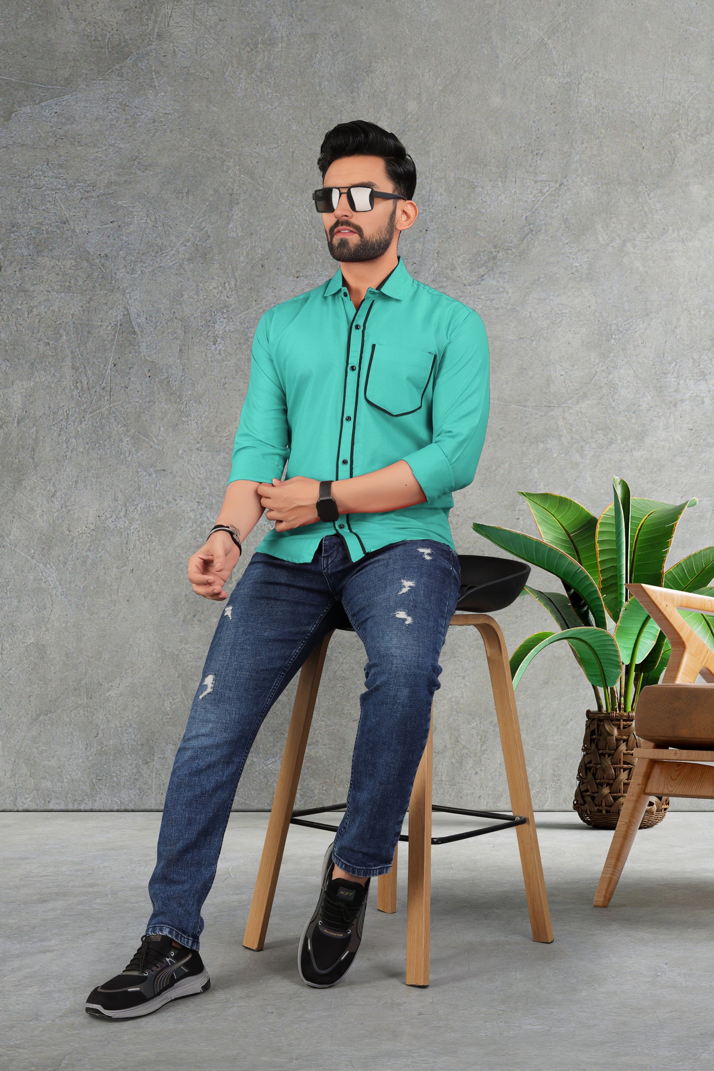 Men's Double pati cotton shirt