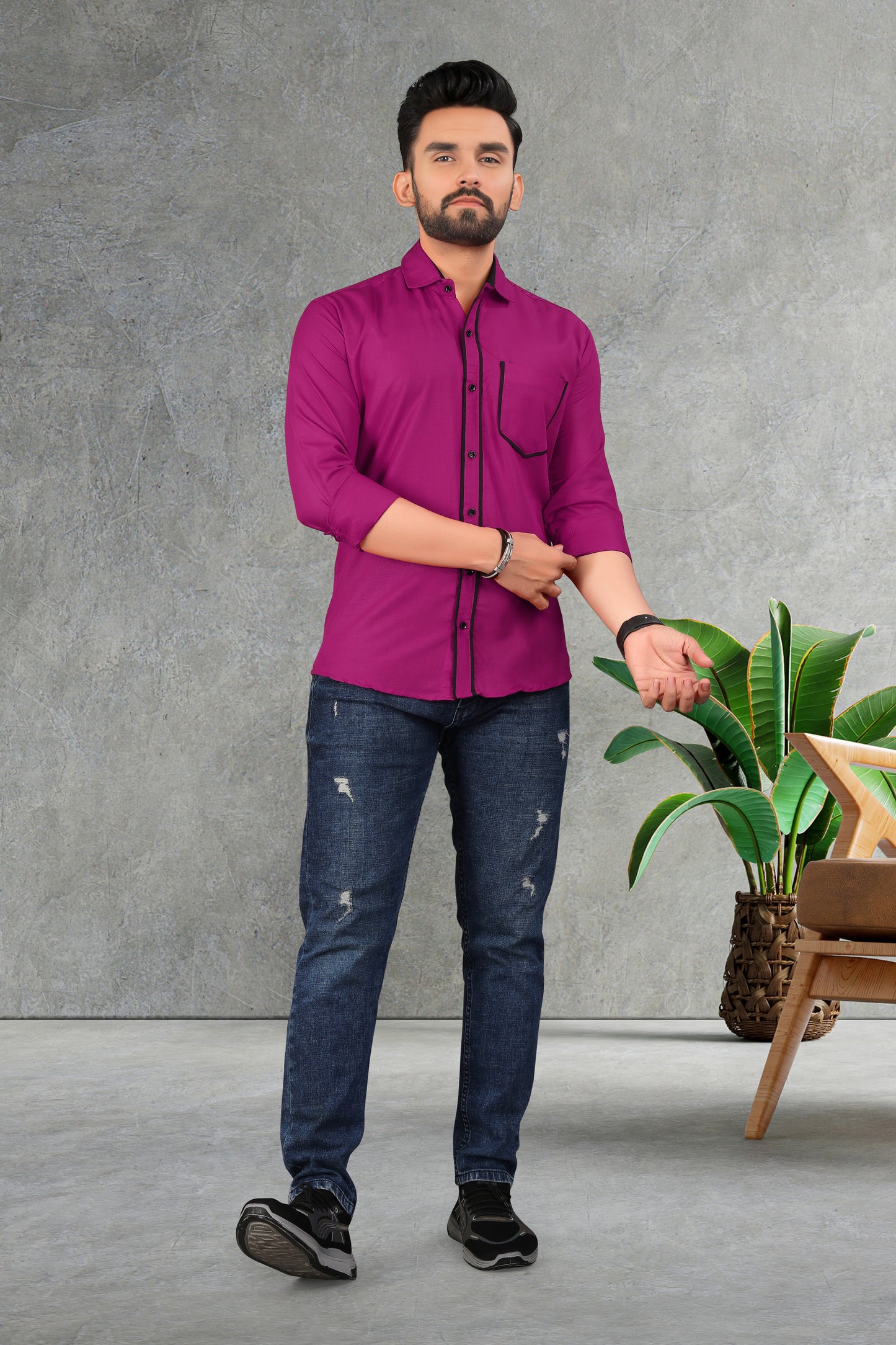 Men's Double pati cotton shirt