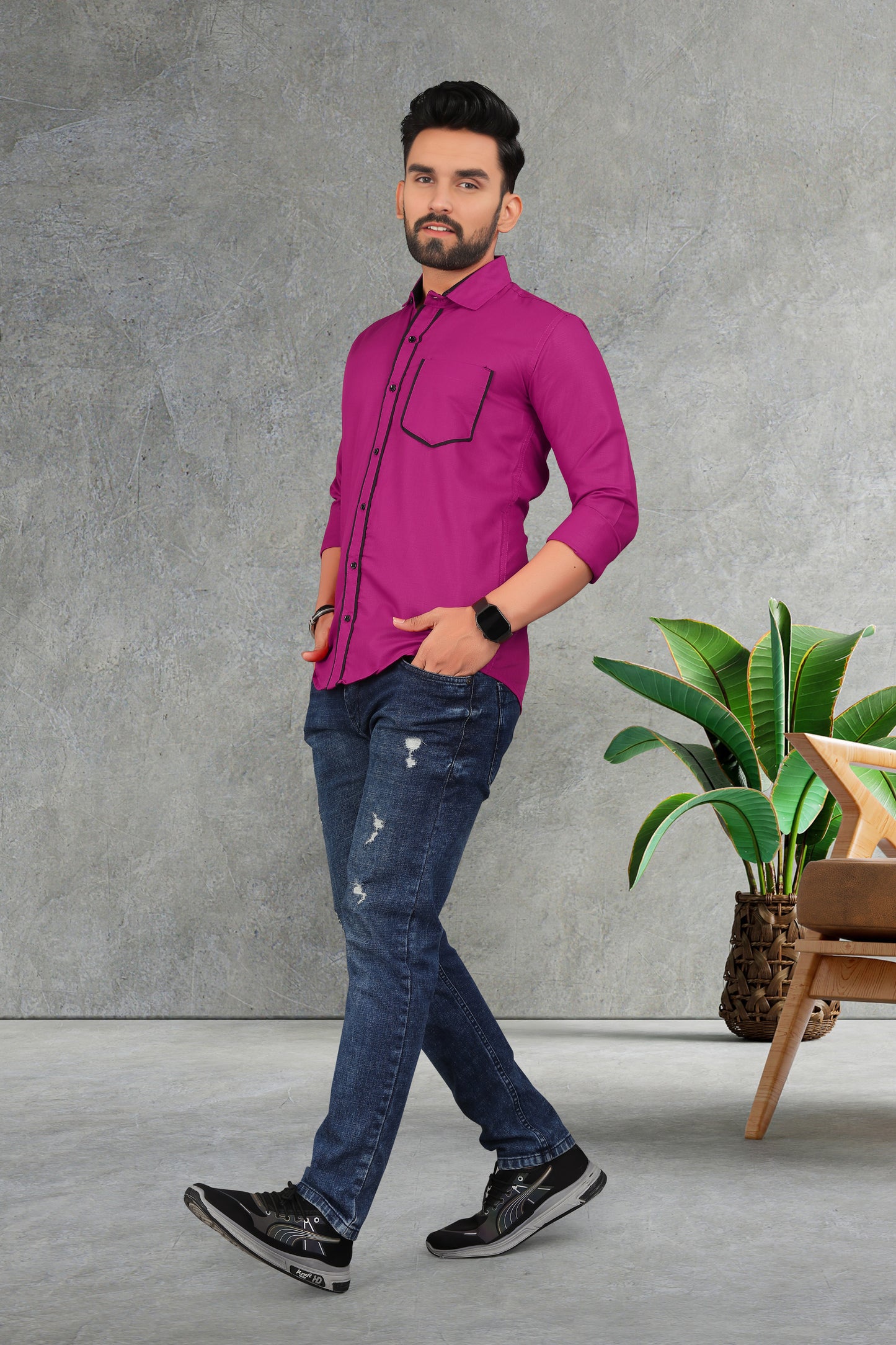 Men's Double pati cotton shirt