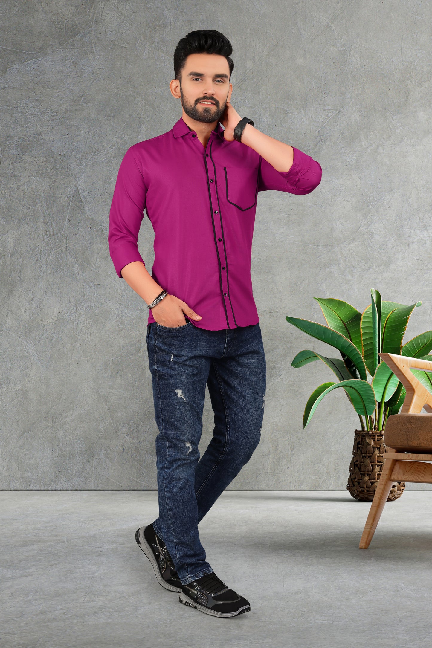 Men's Double pati cotton shirt