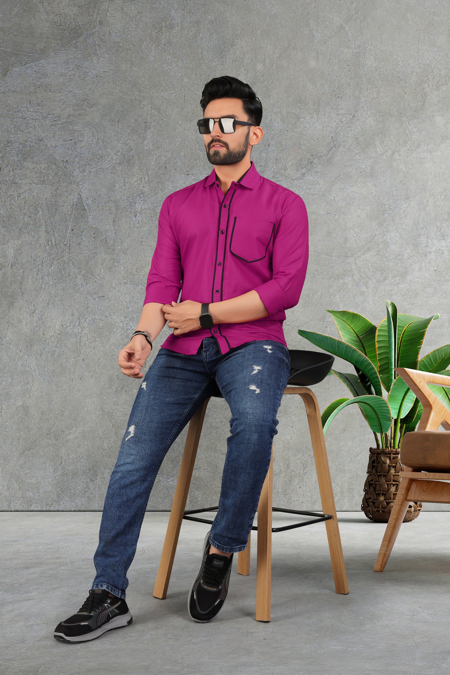 Men's Double pati cotton shirt