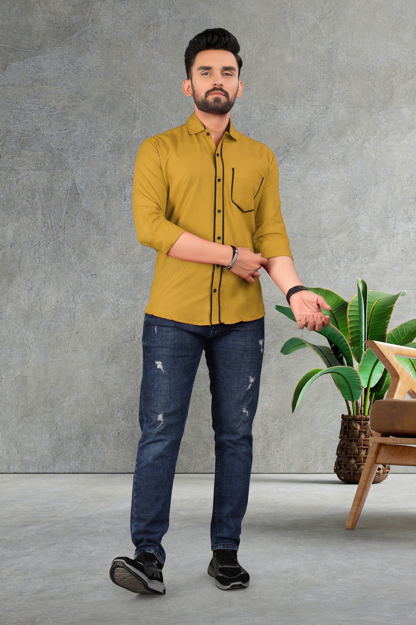 Men's Double pati cotton shirt