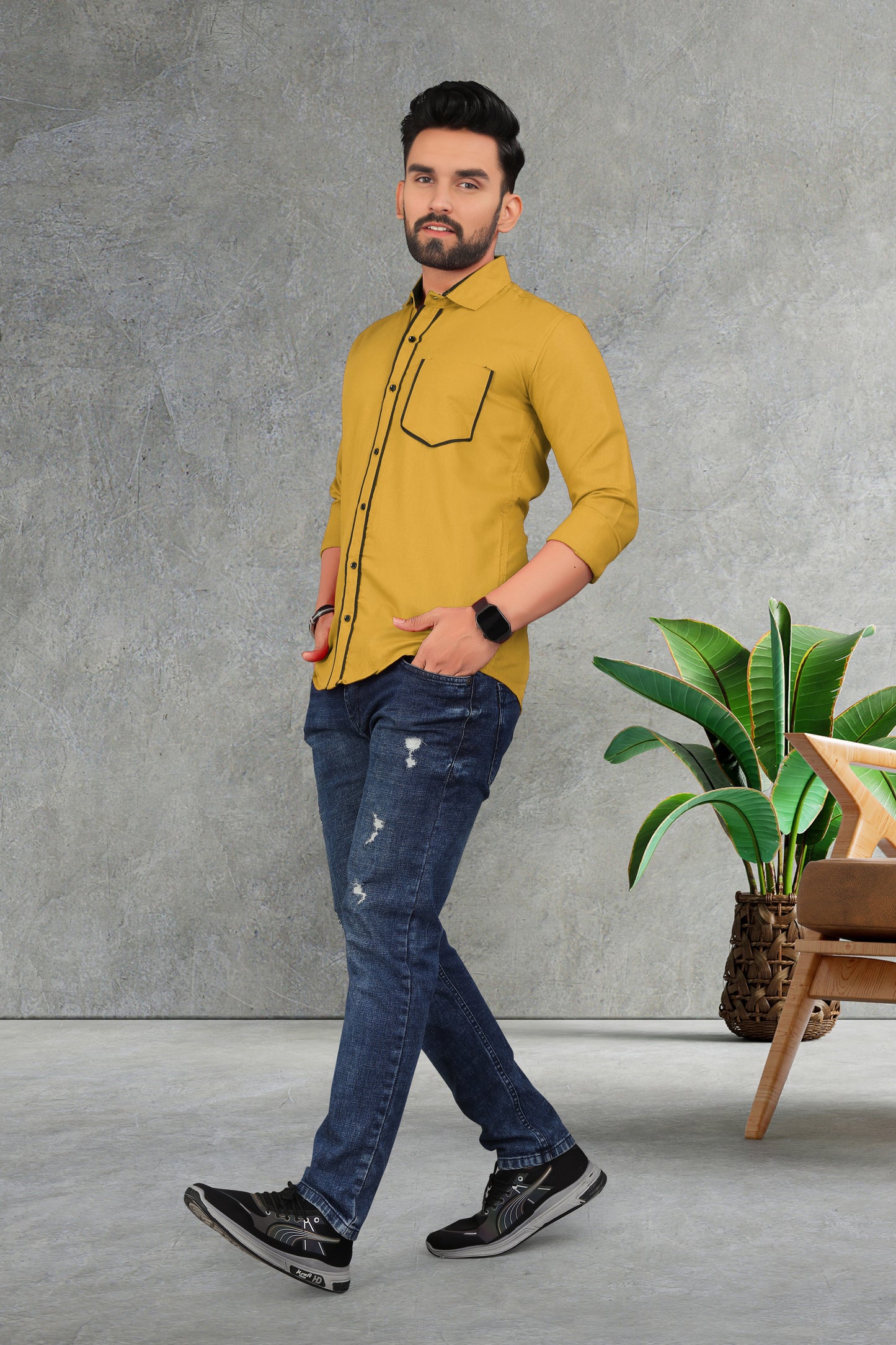 Men's Double pati cotton shirt