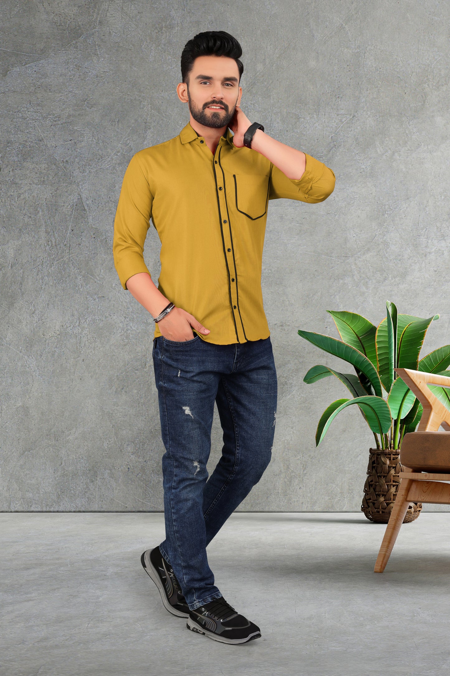 Men's Double pati cotton shirt