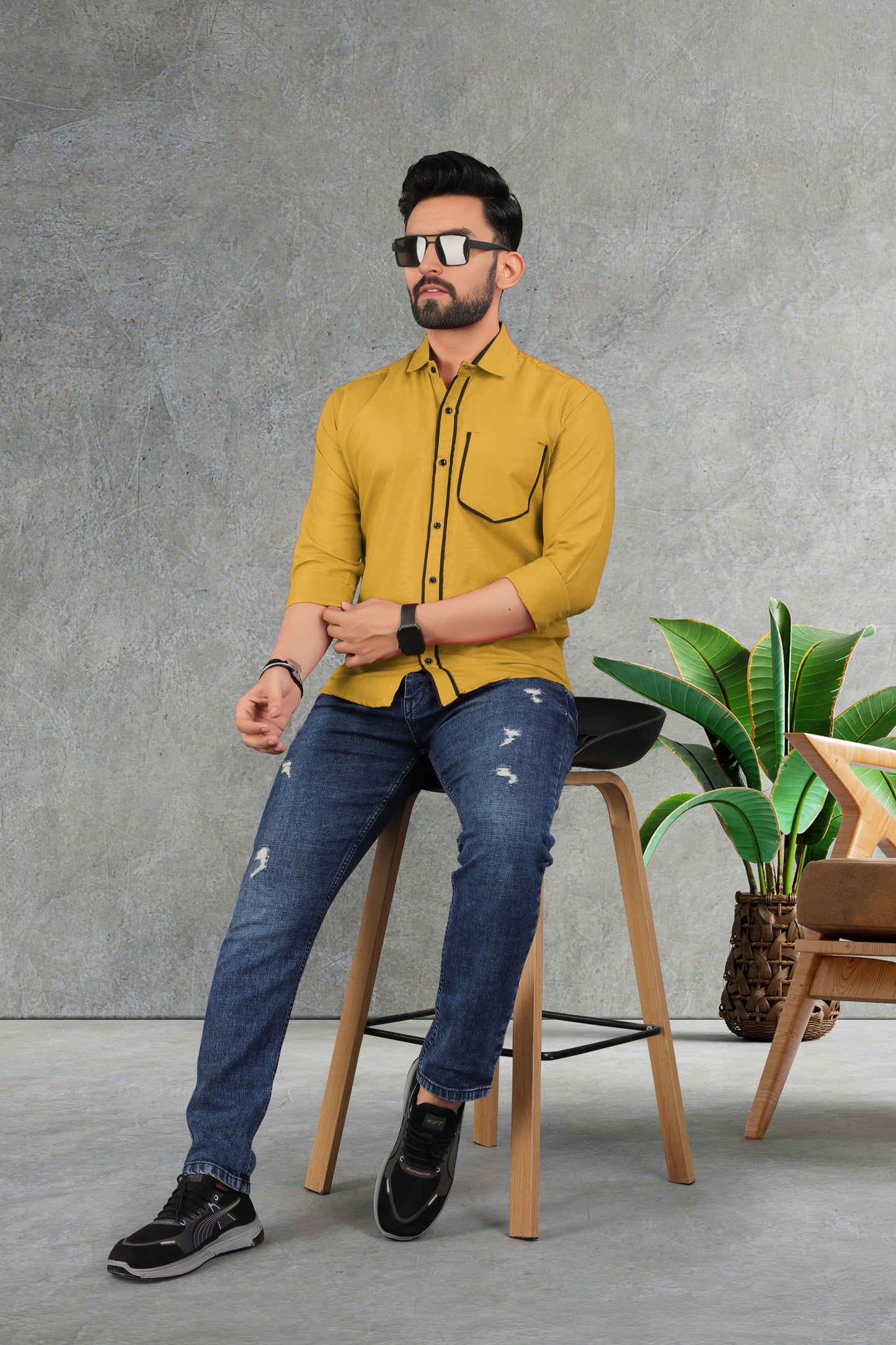 Men's Double pati cotton shirt