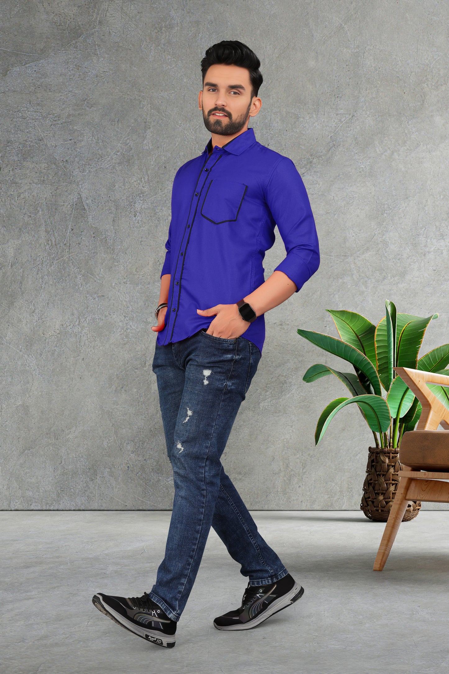 Men's Double pati cotton shirt