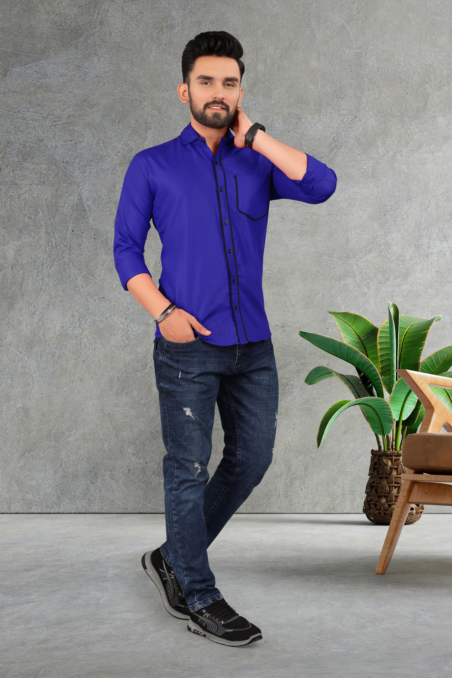 Men's Double pati cotton shirt