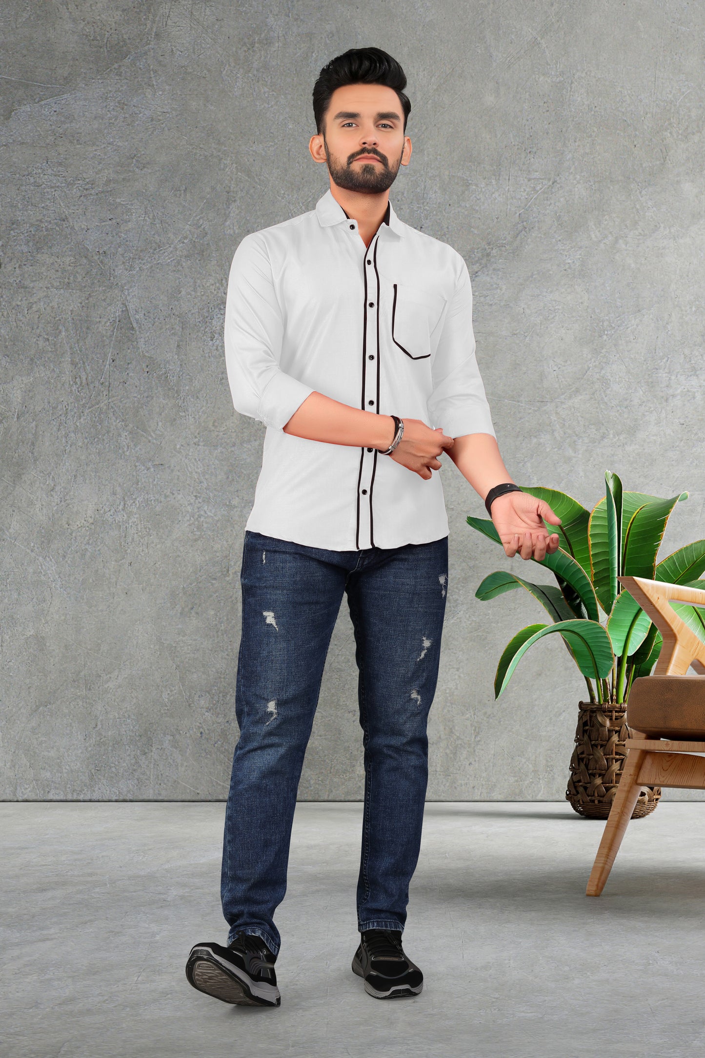 Men's Double pati cotton shirt