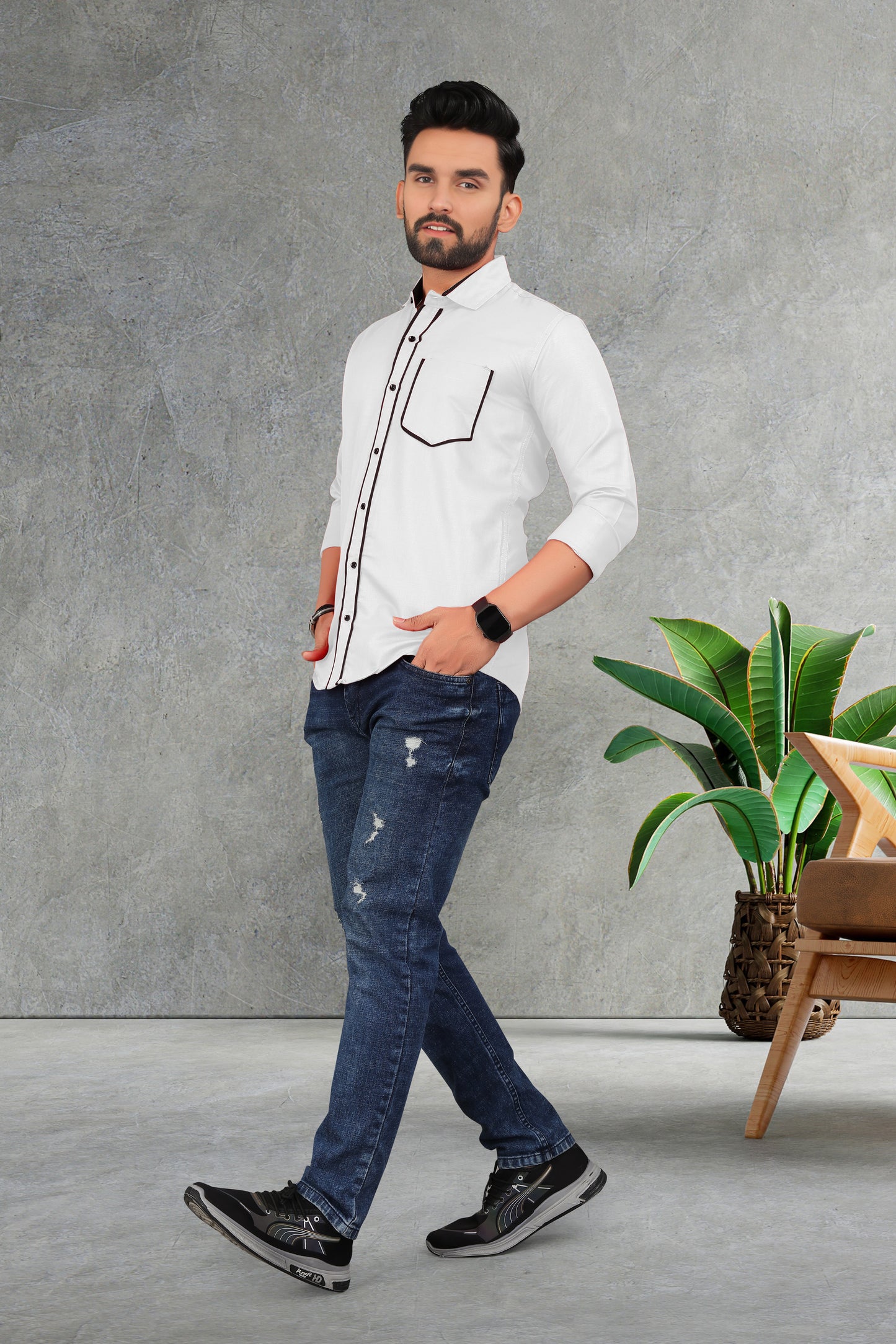 Men's Double pati cotton shirt