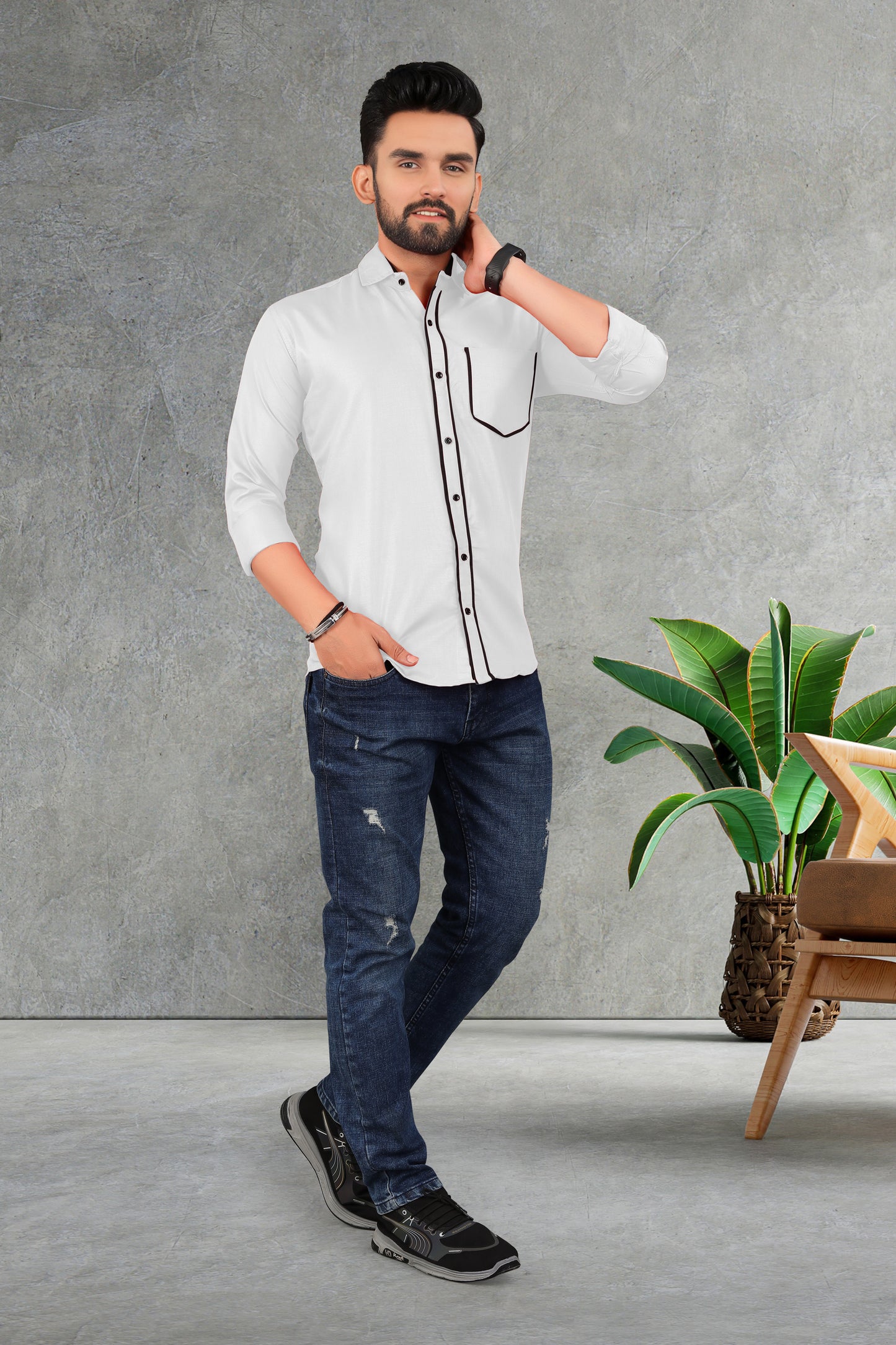 Men's Double pati cotton shirt