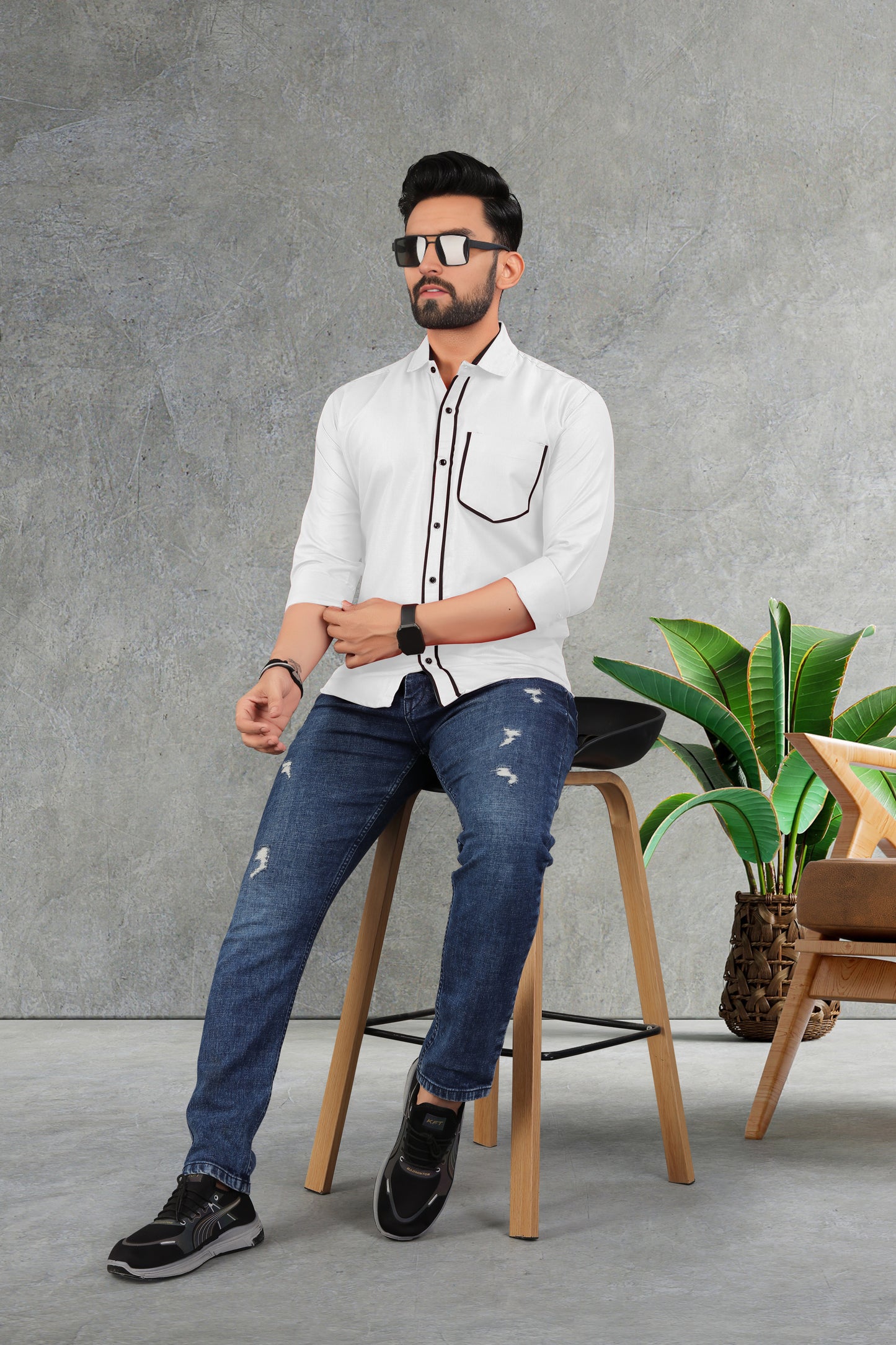 Men's Double pati cotton shirt