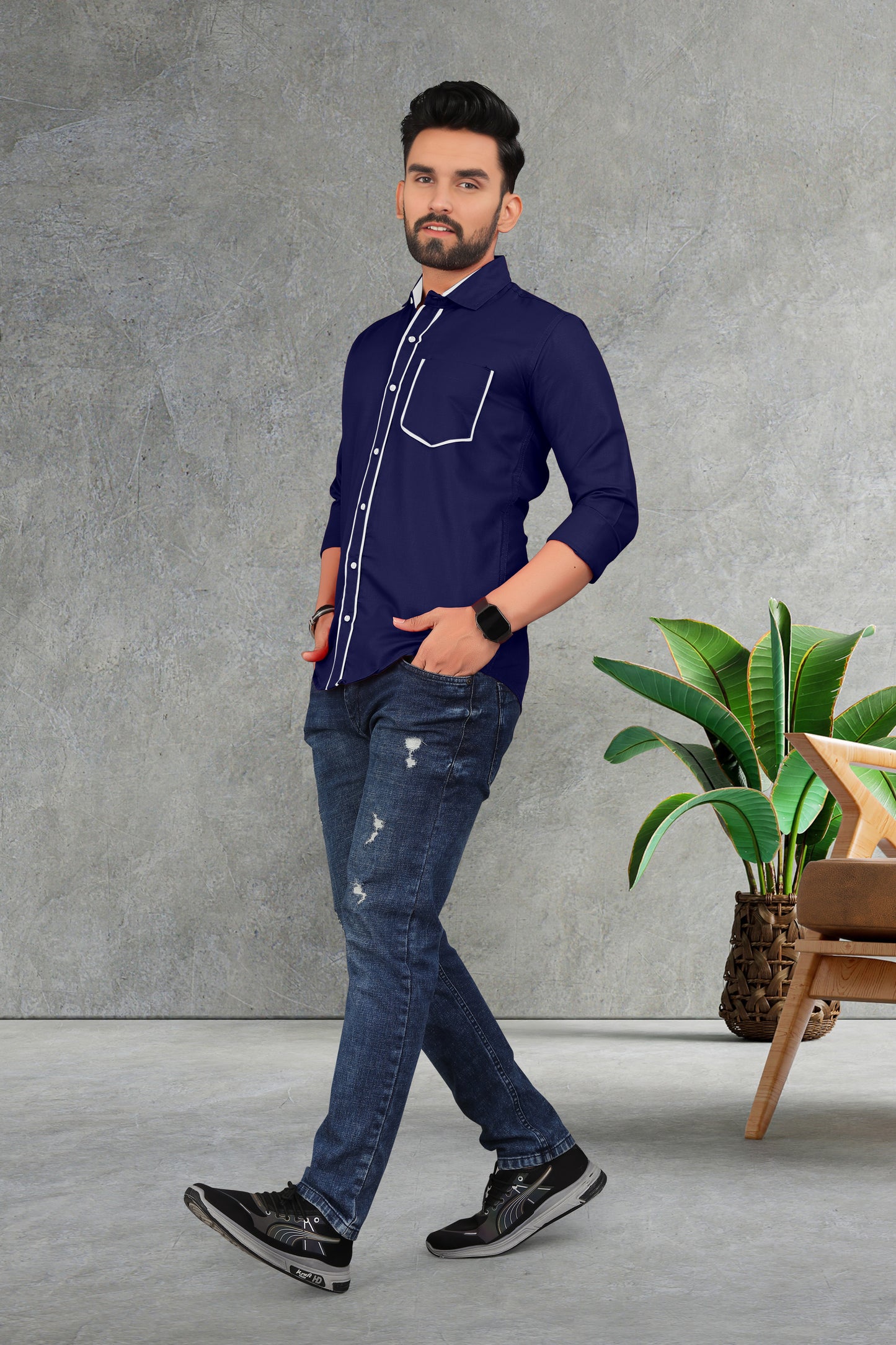 Men's Double pati cotton shirt
