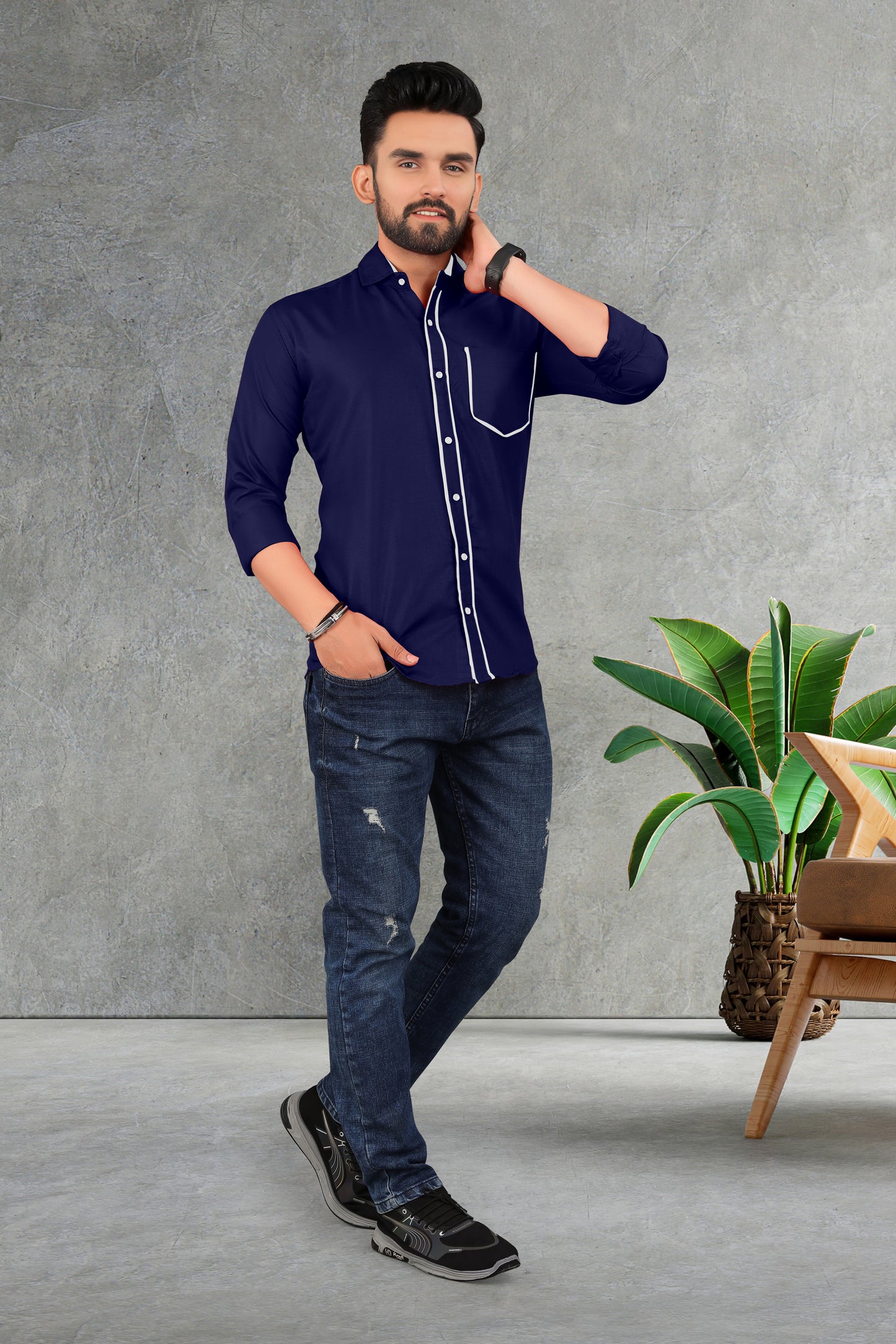 Men's Double pati cotton shirt