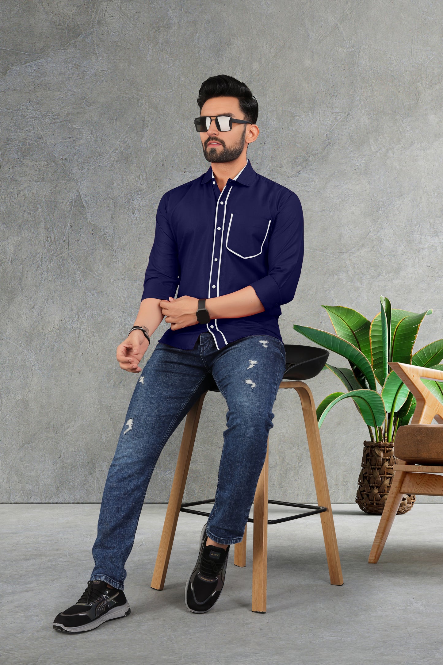 Men's Double pati cotton shirt