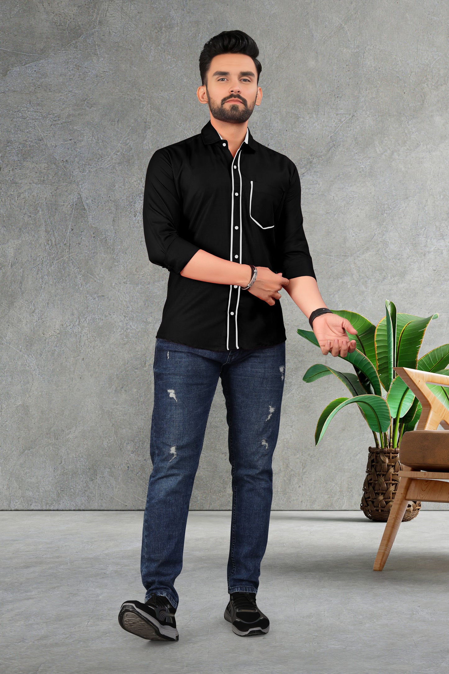 Men's Double pati cotton shirt