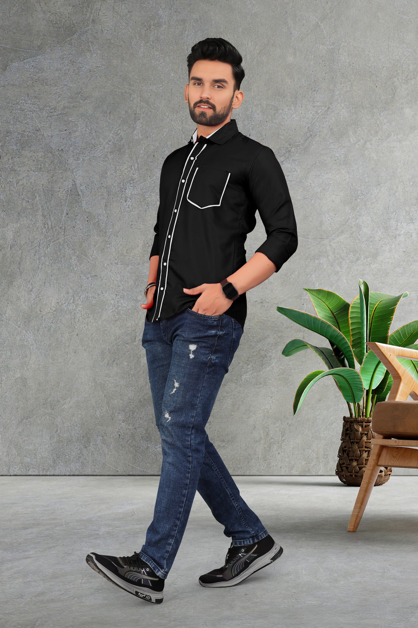 Men's Double pati cotton shirt