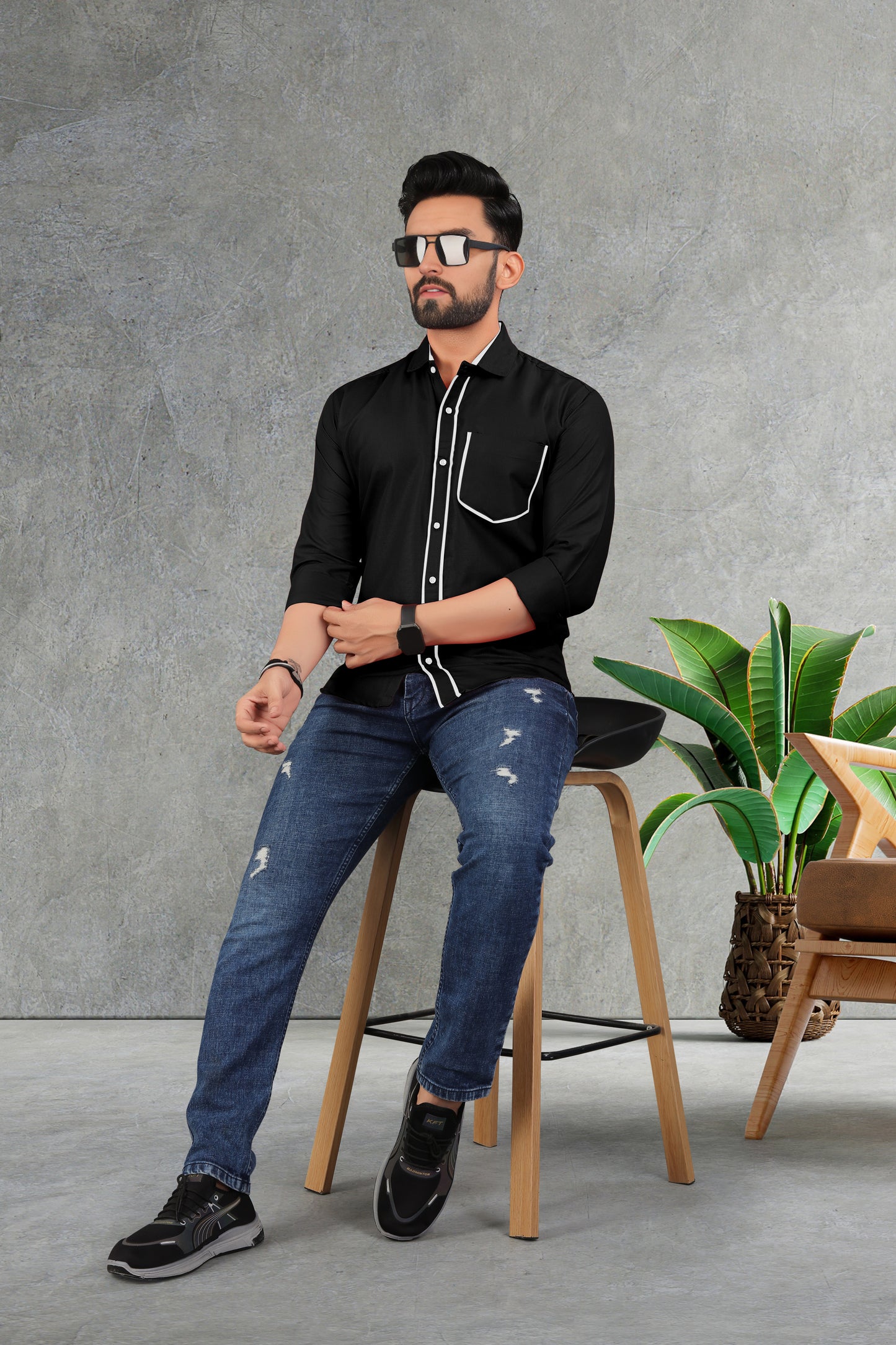 Men's Double pati cotton shirt