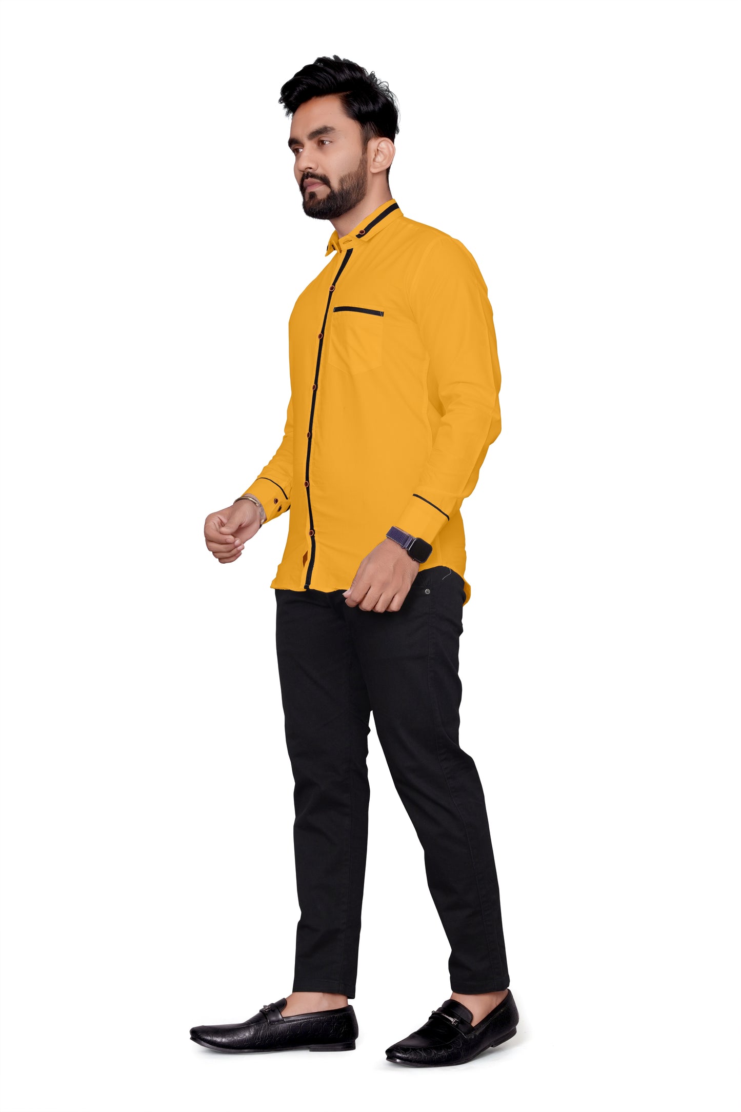 Men Regular Fit Self Design Lapel Collar Casual Shirt