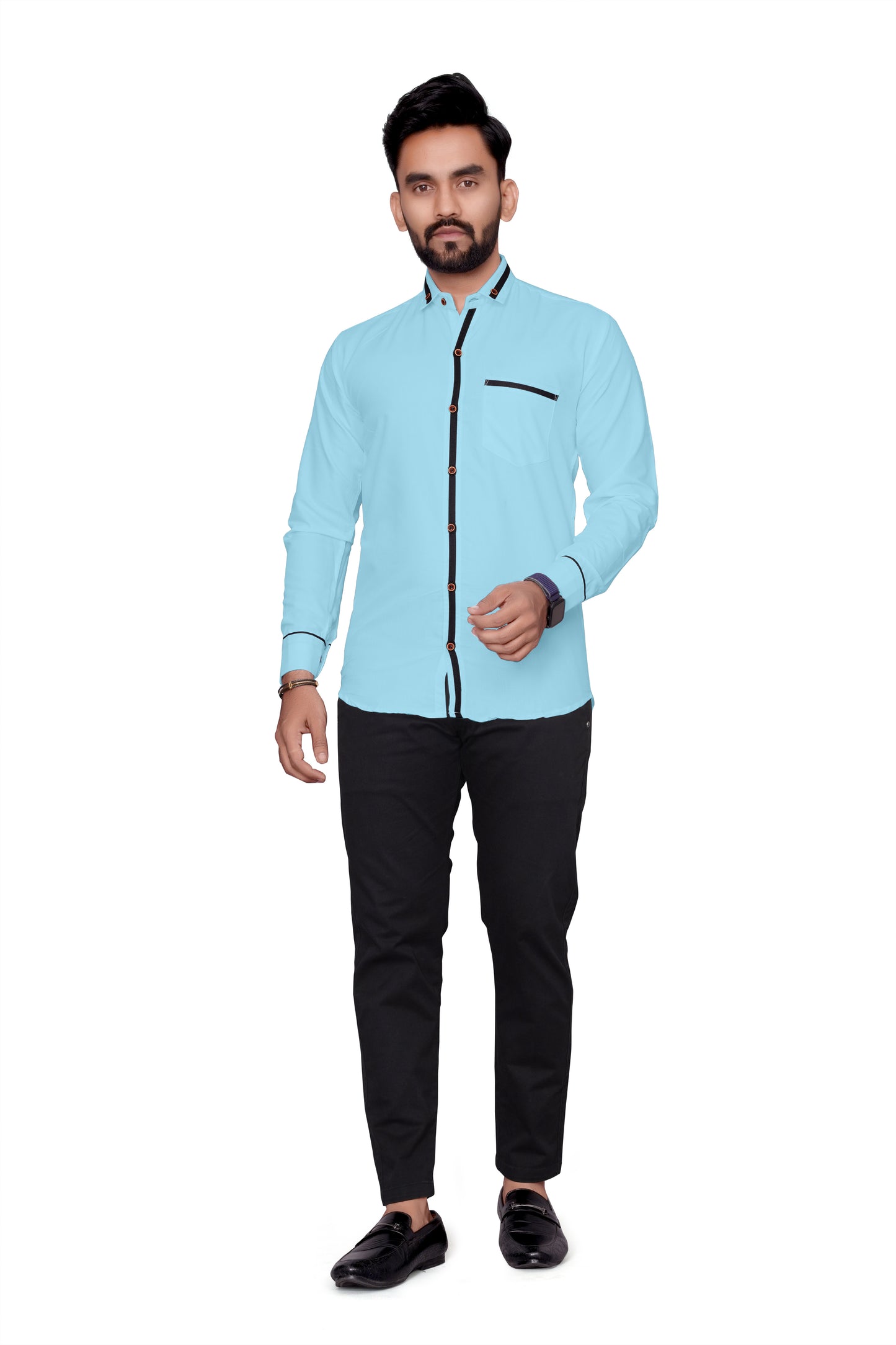 Men Regular Fit Self Design Lapel Collar Casual Shirt