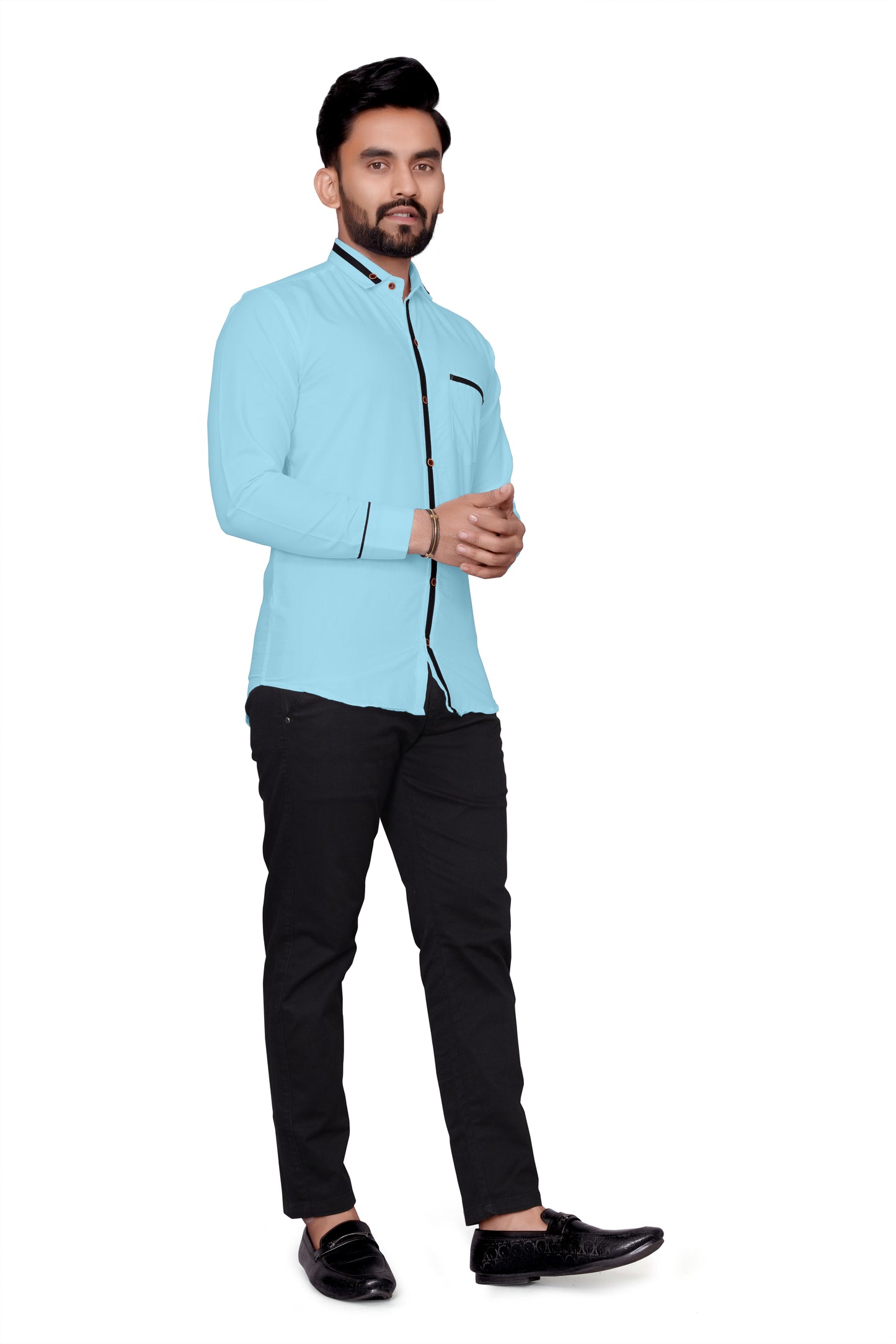 Men Regular Fit Self Design Lapel Collar Casual Shirt