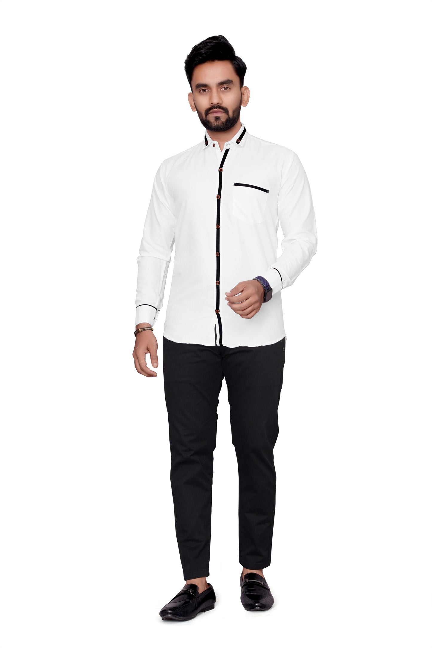 Men Regular Fit Self Design Lapel Collar Casual Shirt