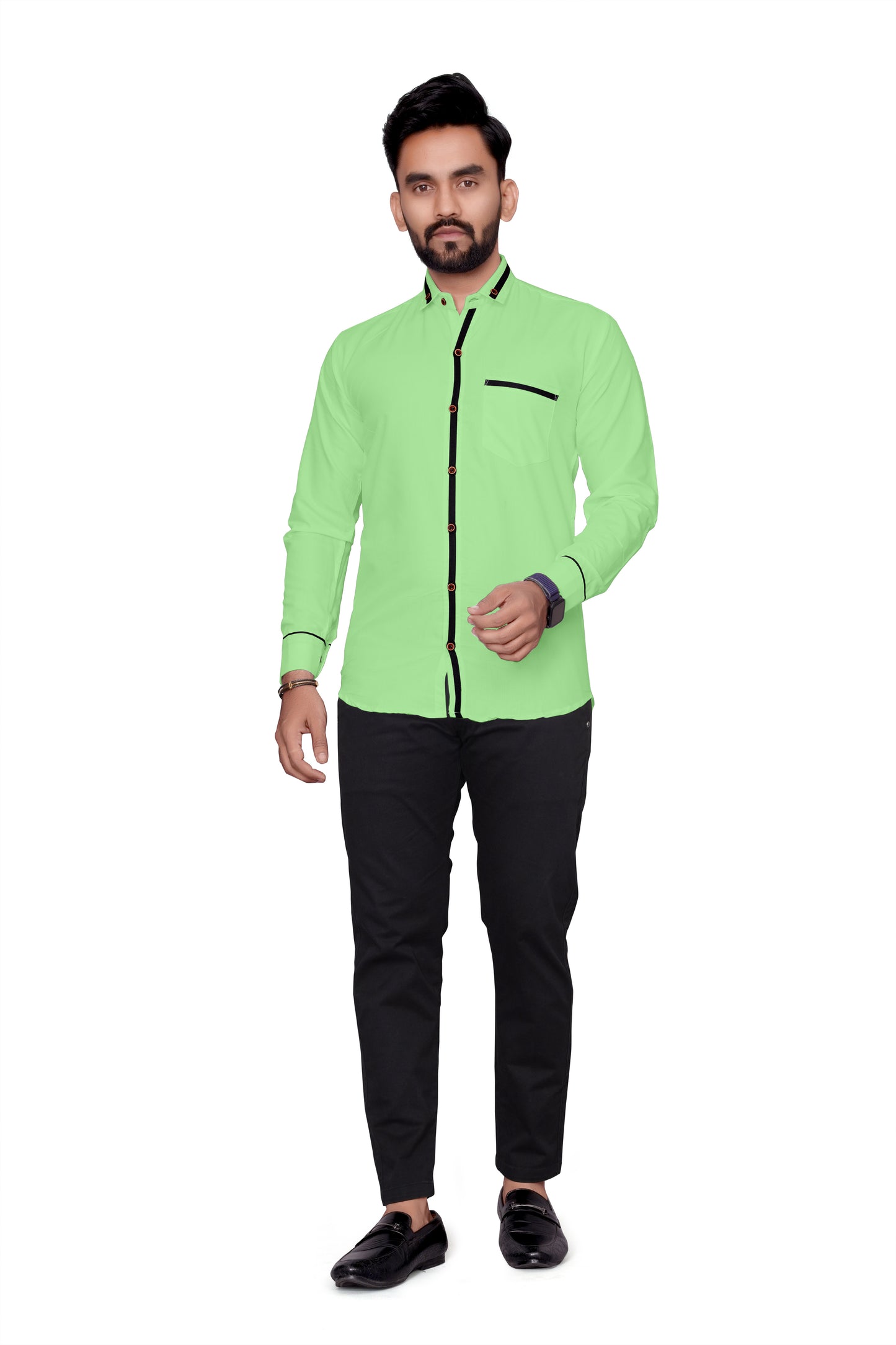 Men Regular Fit Self Design Lapel Collar Casual Shirt