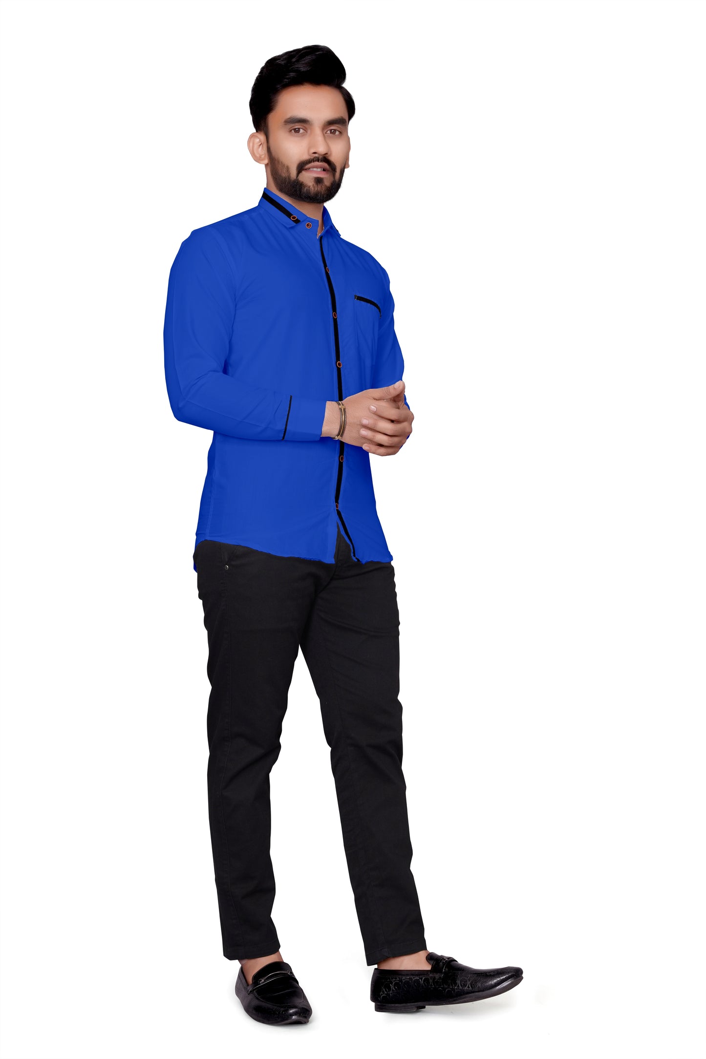 Men Regular Fit Self Design Lapel Collar Casual Shirt