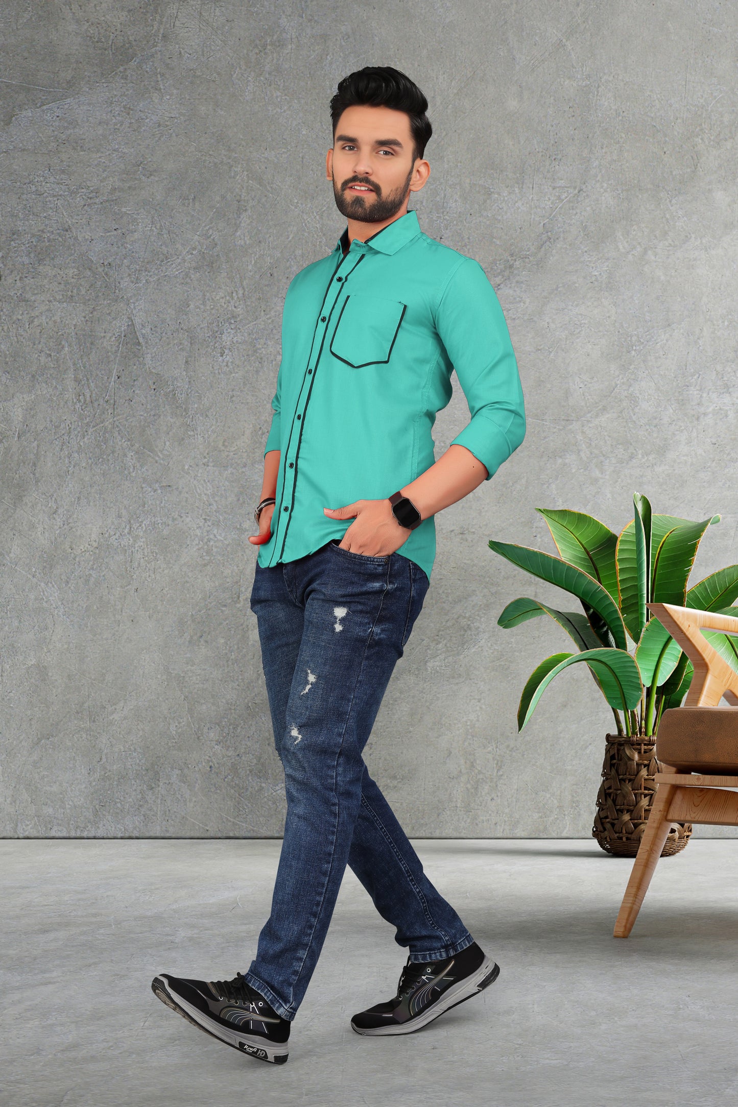 Men's Double pati cotton shirt
