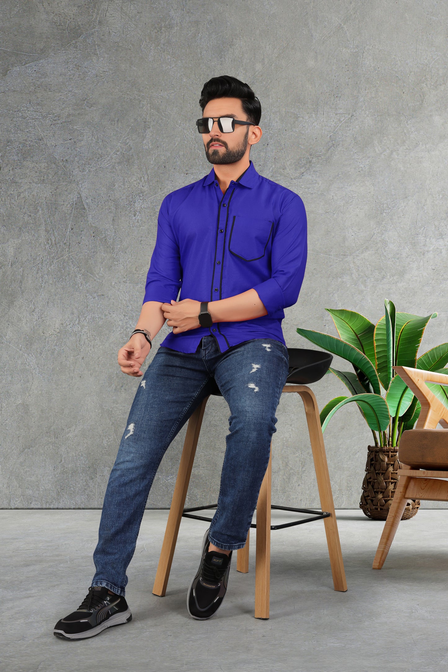 Men's Double pati cotton shirt