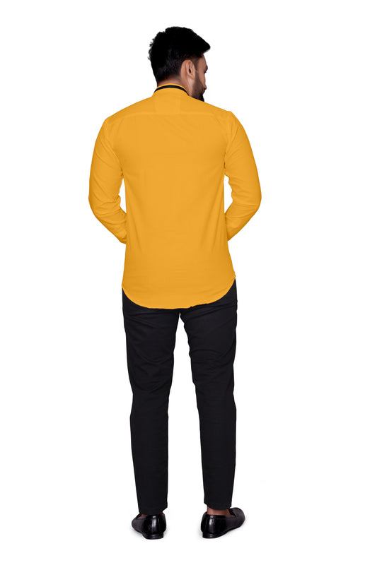 Men Regular Fit Self Design Lapel Collar Casual Shirt