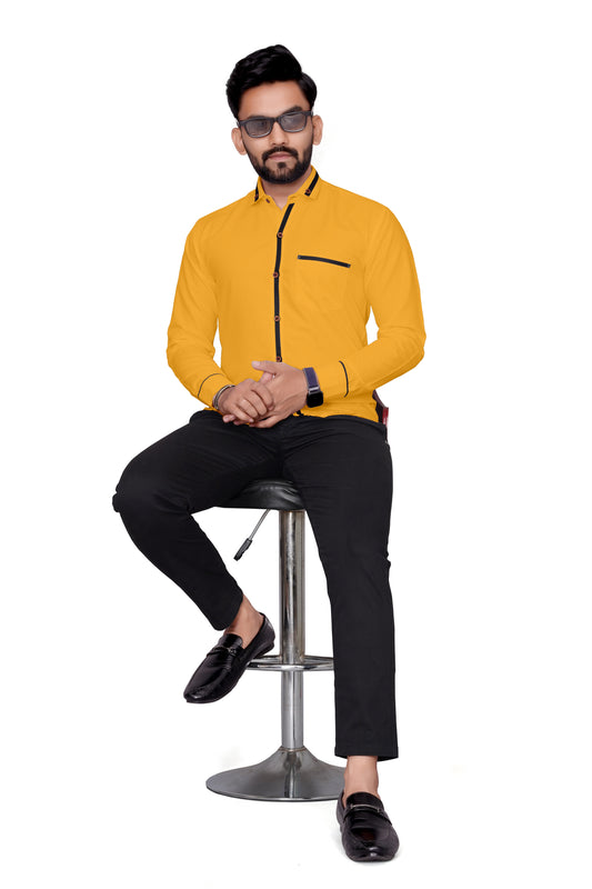 Men Regular Fit Self Design Lapel Collar Casual Shirt