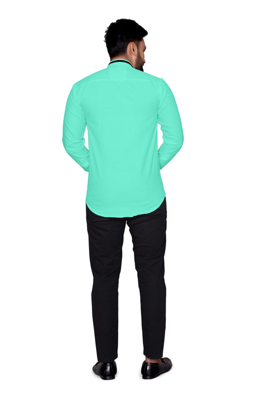 Men Regular Fit Self Design Lapel Collar Casual Shirt