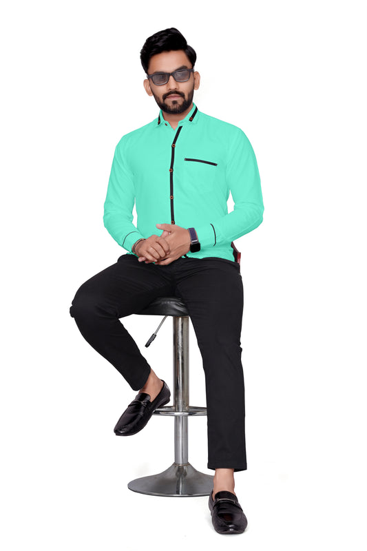 Men Regular Fit Self Design Lapel Collar Casual Shirt