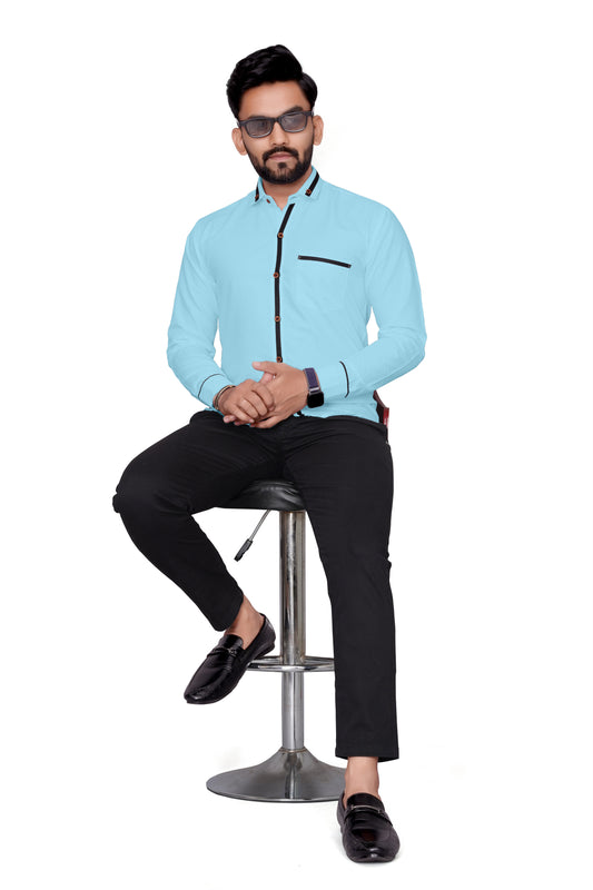 Men Regular Fit Self Design Lapel Collar Casual Shirt