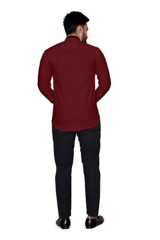 Men Regular Fit Self Design Lapel Collar Casual Shirt