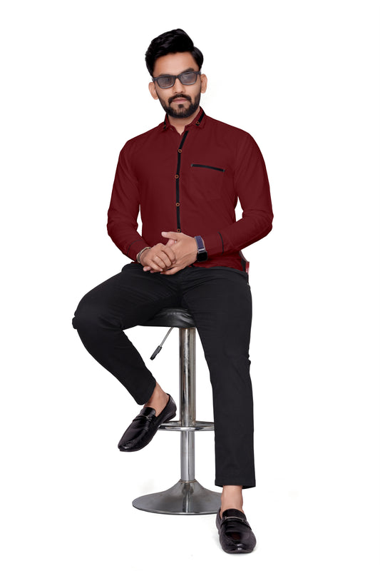 Men Regular Fit Self Design Lapel Collar Casual Shirt