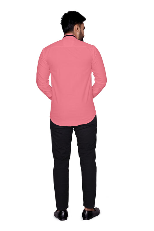 Men Regular Fit Self Design Lapel Collar Casual Shirt