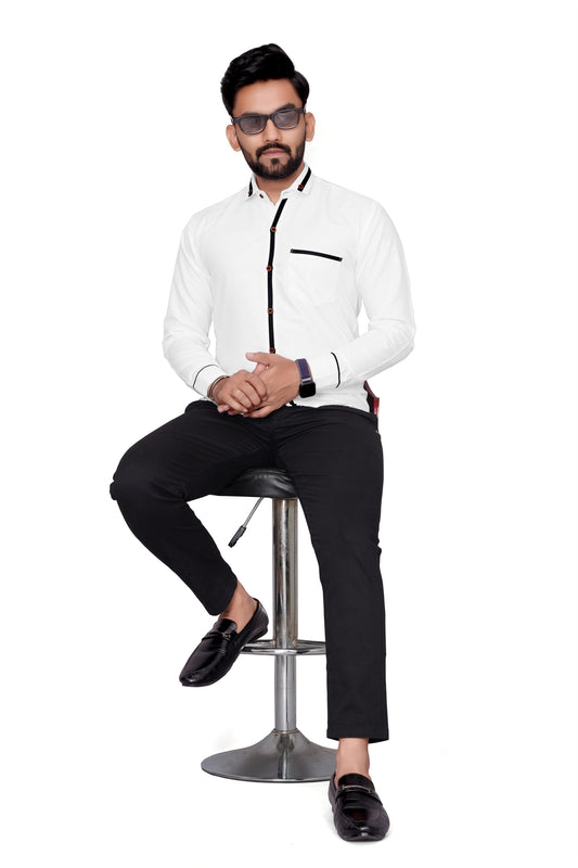 Men Regular Fit Self Design Lapel Collar Casual Shirt