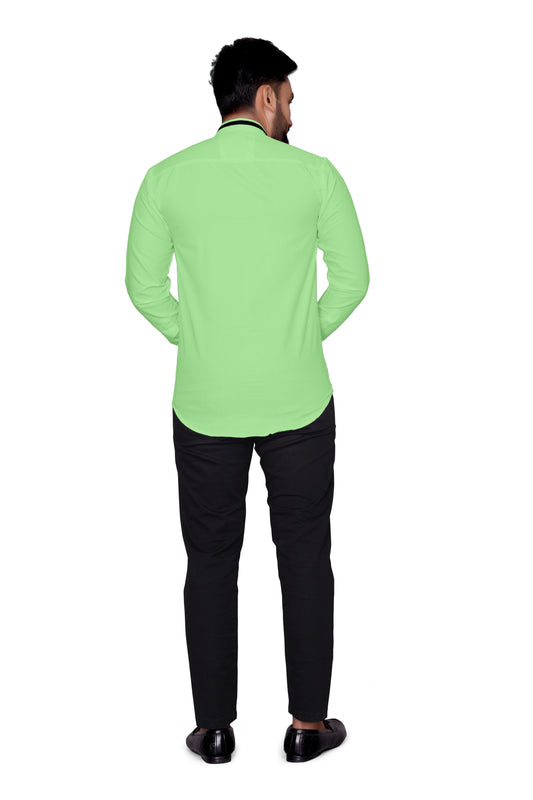 Men Regular Fit Self Design Lapel Collar Casual Shirt