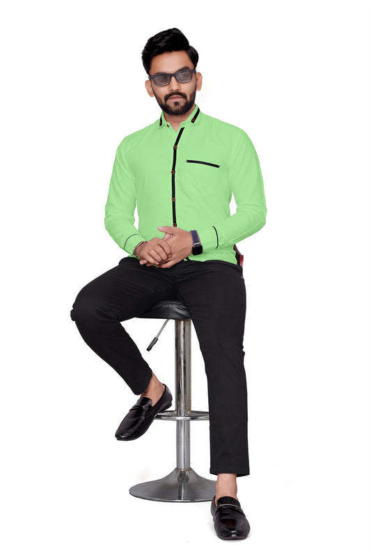 Men Regular Fit Self Design Lapel Collar Casual Shirt