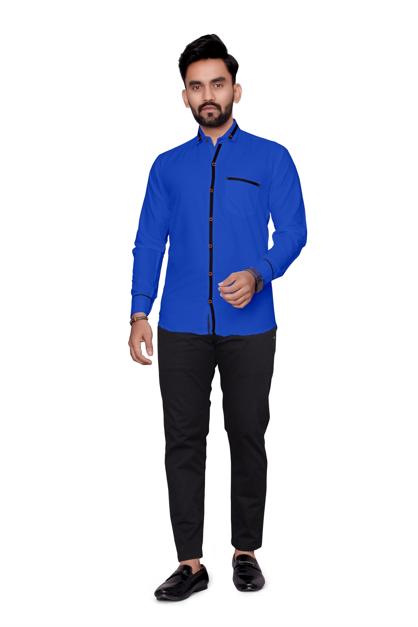 Men Regular Fit Self Design Lapel Collar Casual Shirt