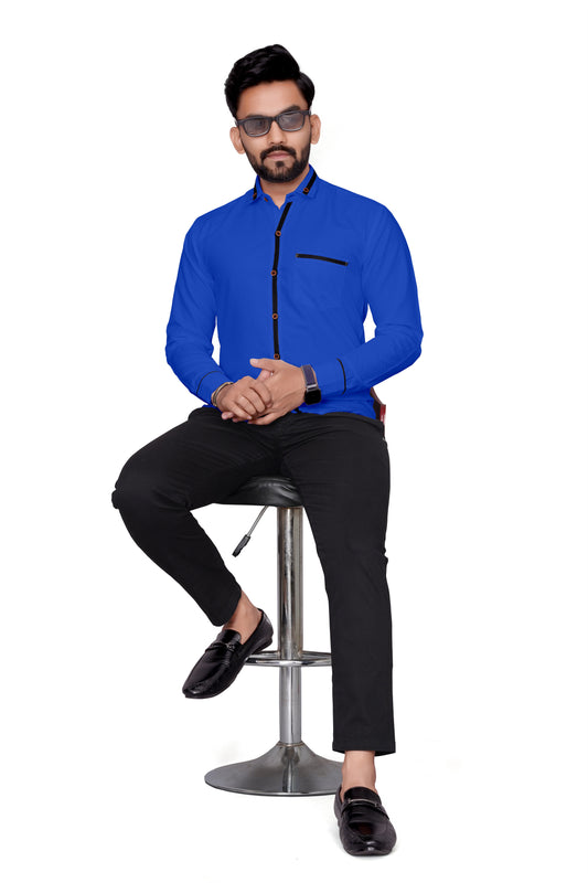 Men Regular Fit Self Design Lapel Collar Casual Shirt